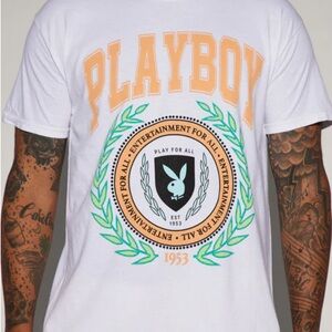 Playboy White Cotton T-Shirt